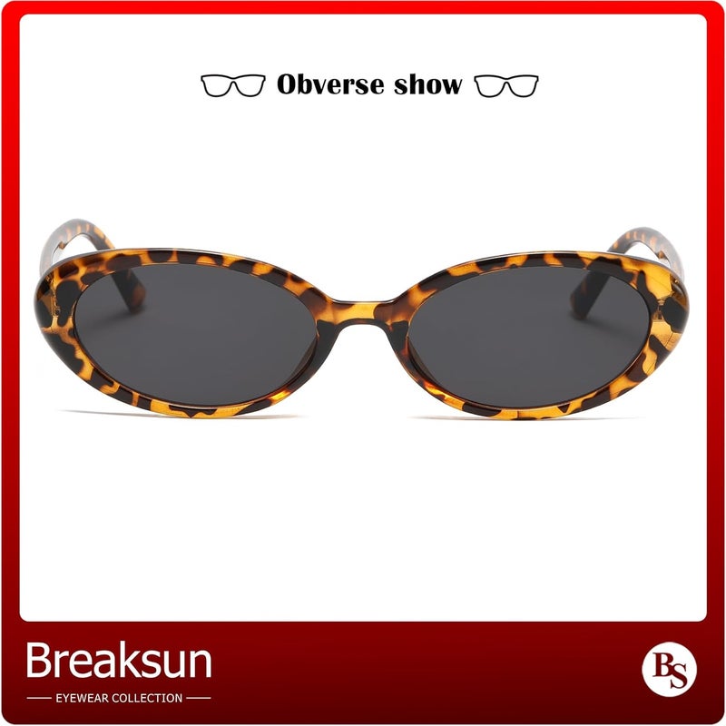 Breaksun Retro Oval Sunglasses for Women Men Fashion Small Oval Sunglasses 90s Vintage Shades - Image 3